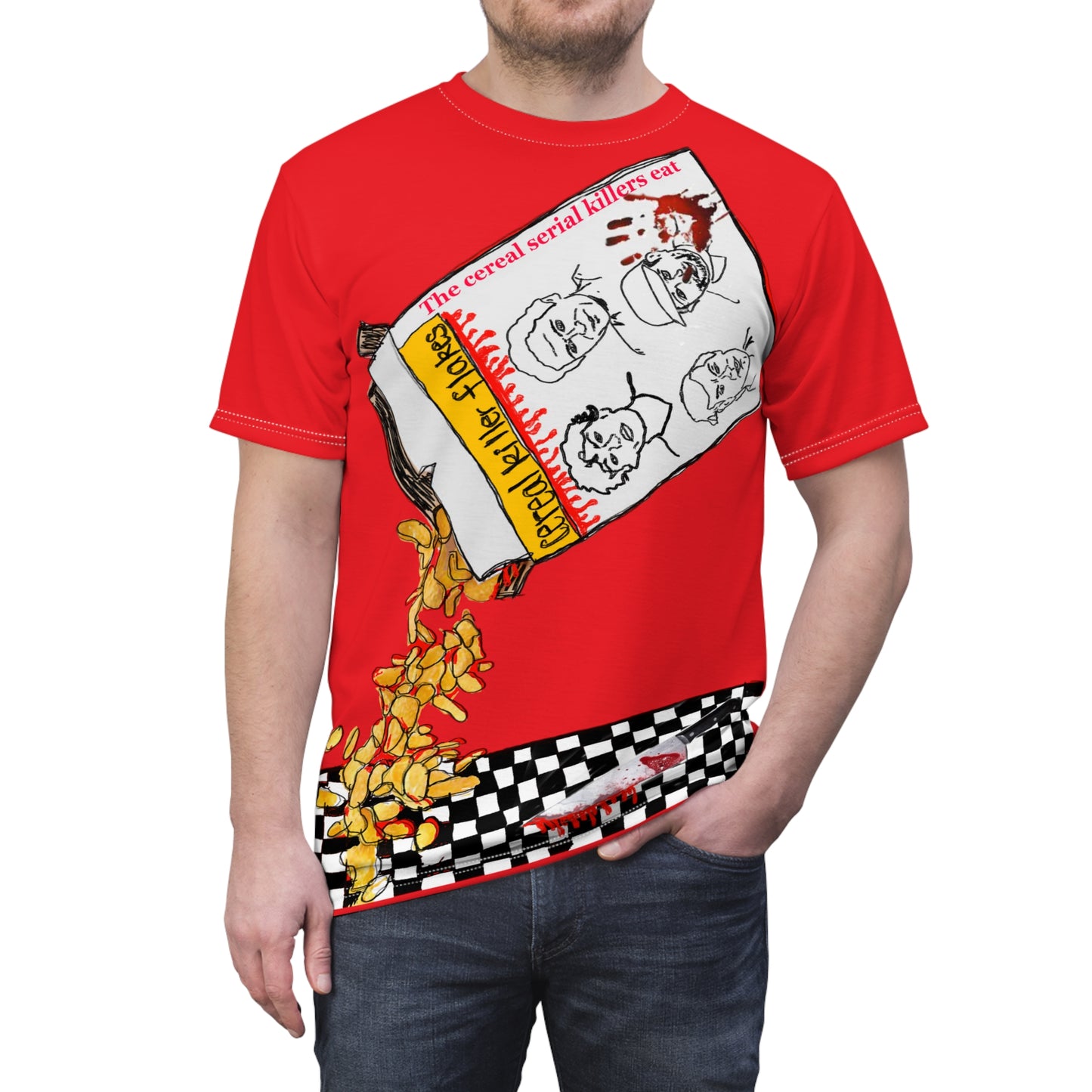 Serial Killer Flakes Full Print Red Tee